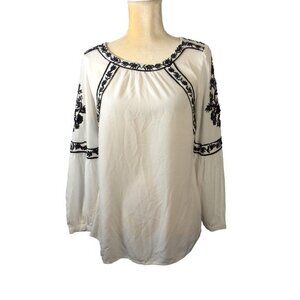 Chico's Black & White Blouse With Embroidery Size 0